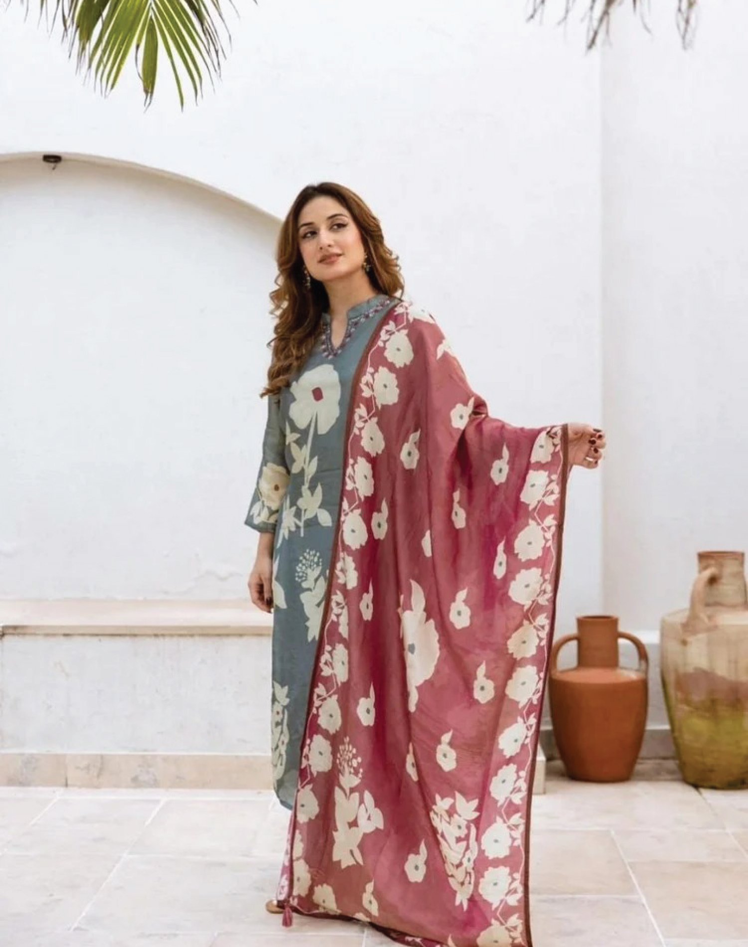 Beautiful pure cotton kurti pant dupatta set