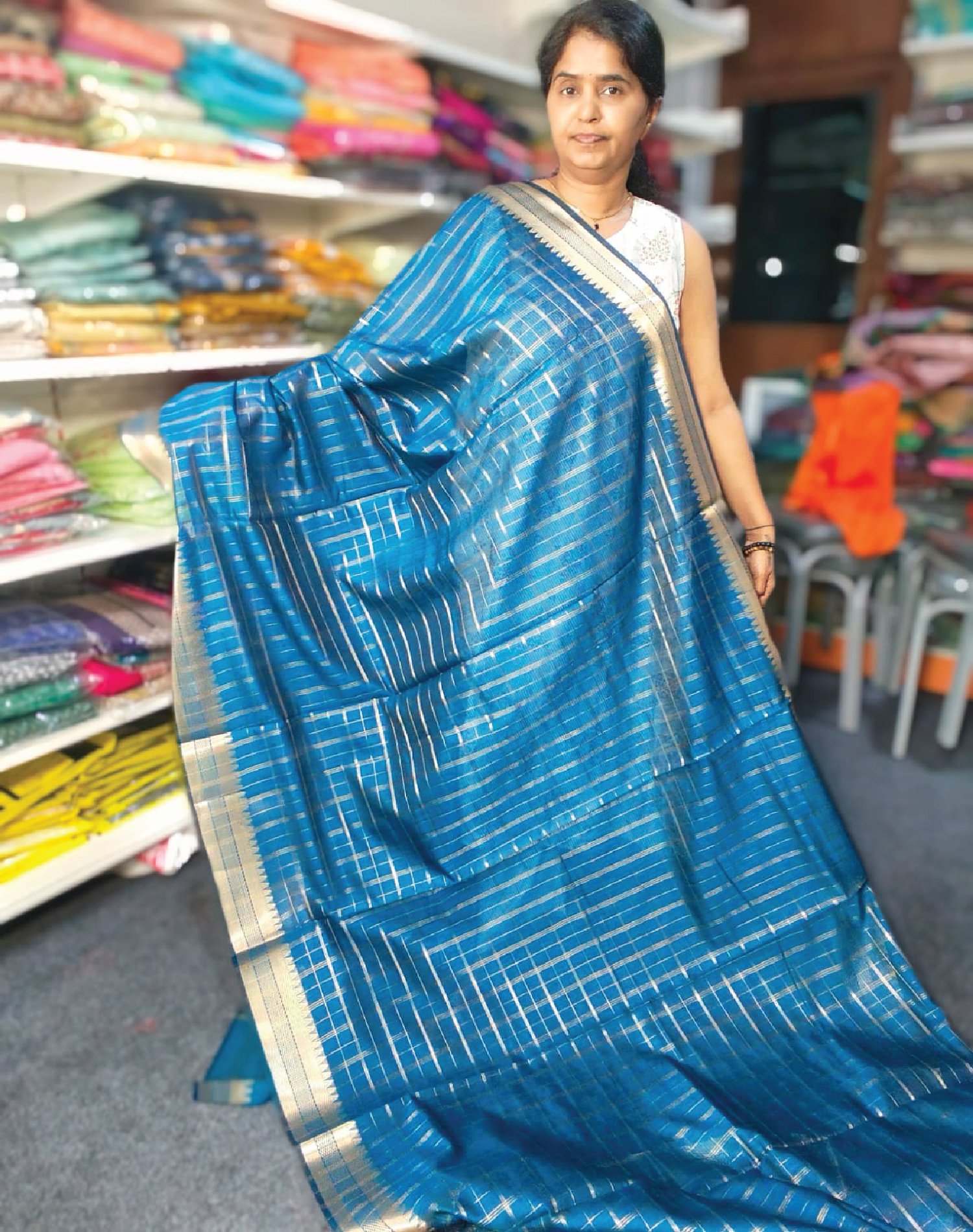 MGB1390-Mangalgiri checks saree
