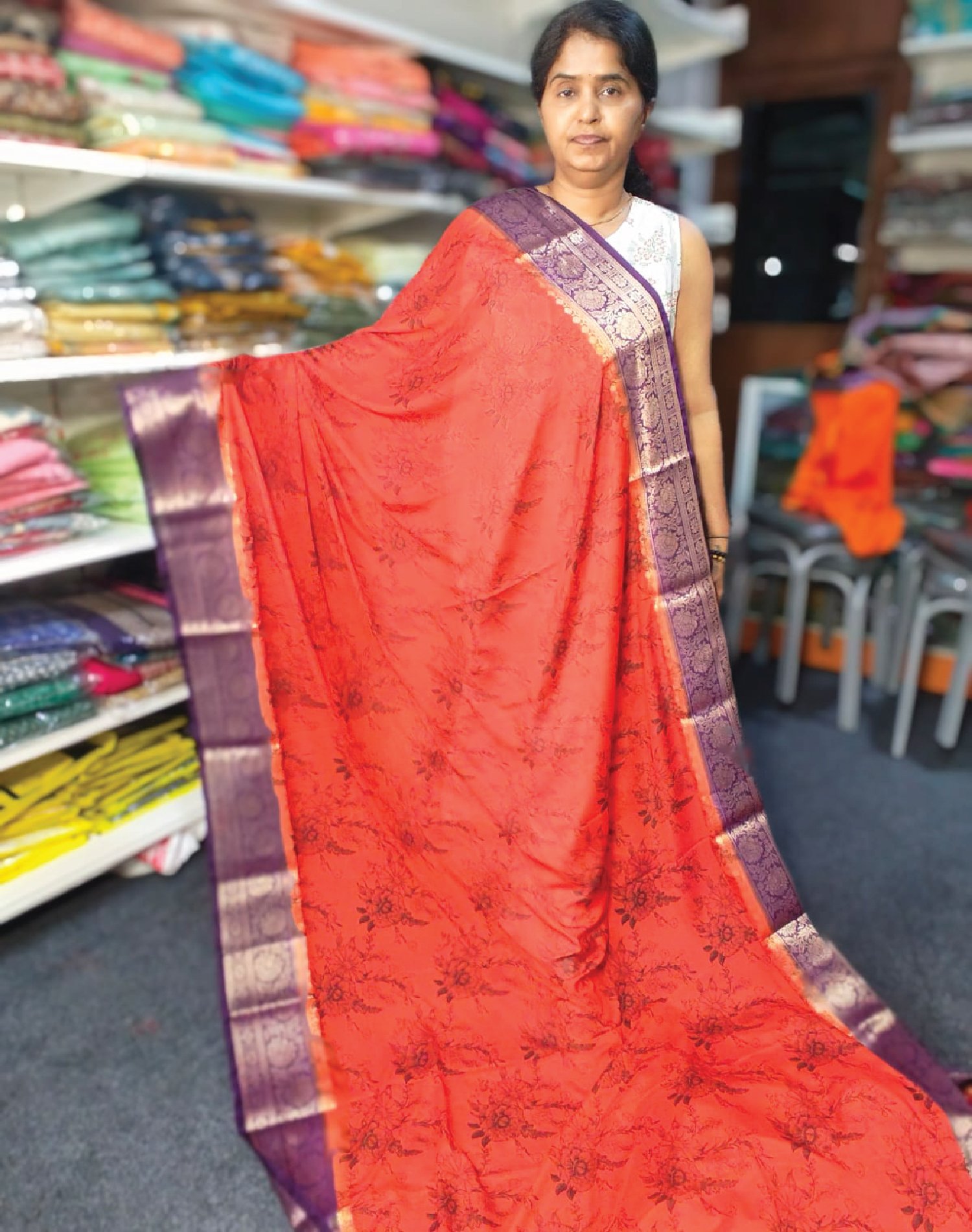 FCO1790-Floral Crepe saree